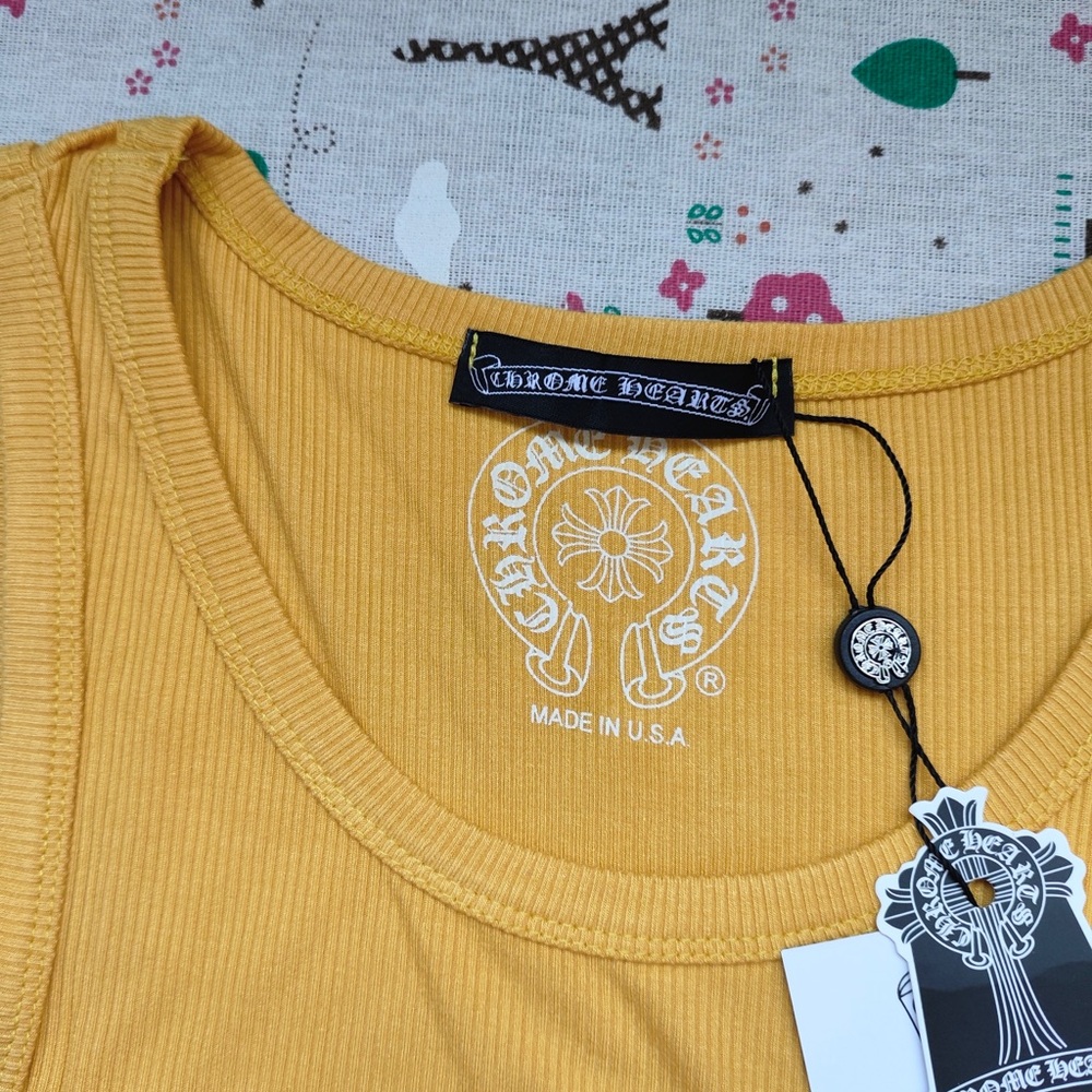 Chrome Hearts Yellow Tank Top with Blue Logos - Picture 3 of 5